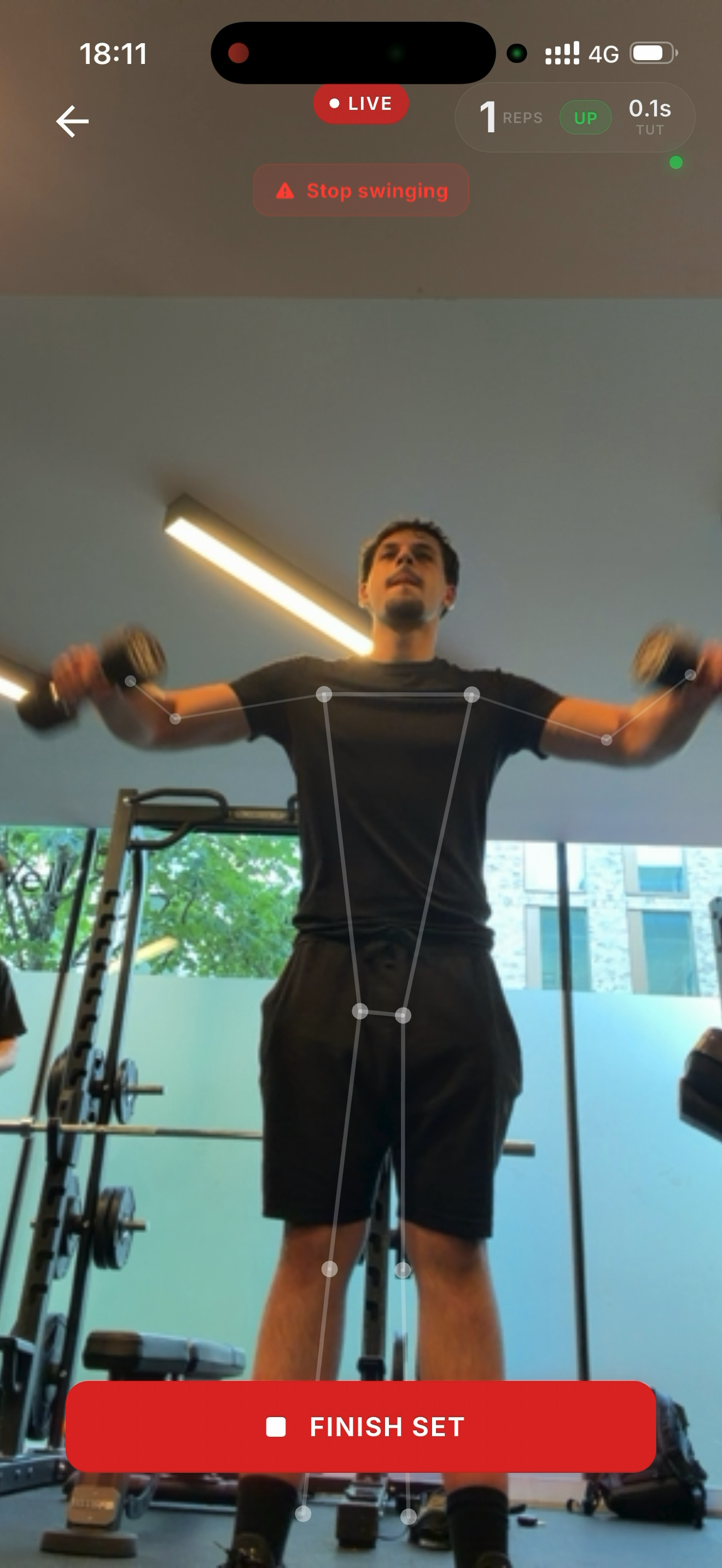 Sportzal app — live camera coach counting a rep